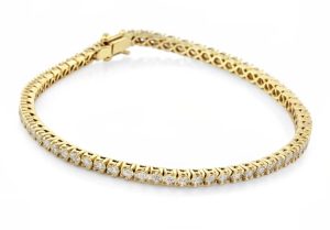 Diamond Prong Set 14k Yellow Gold Tennis Bracelet