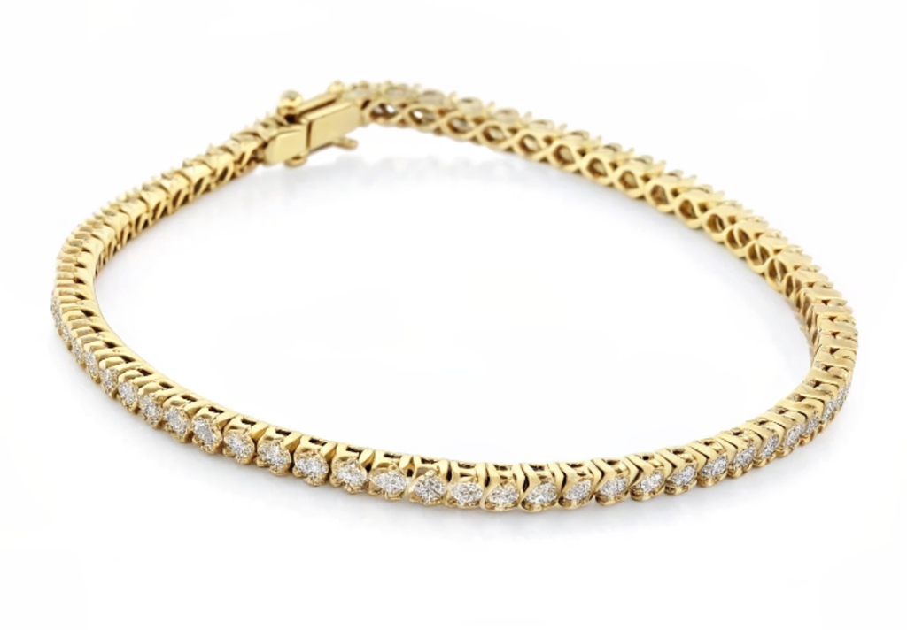 Diamond Prong Set 14k Yellow Gold Tennis Bracelet