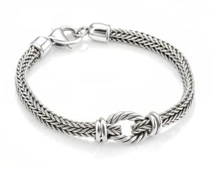 Sterling Silver Sailor Knot Double Woven Chain Bracelet