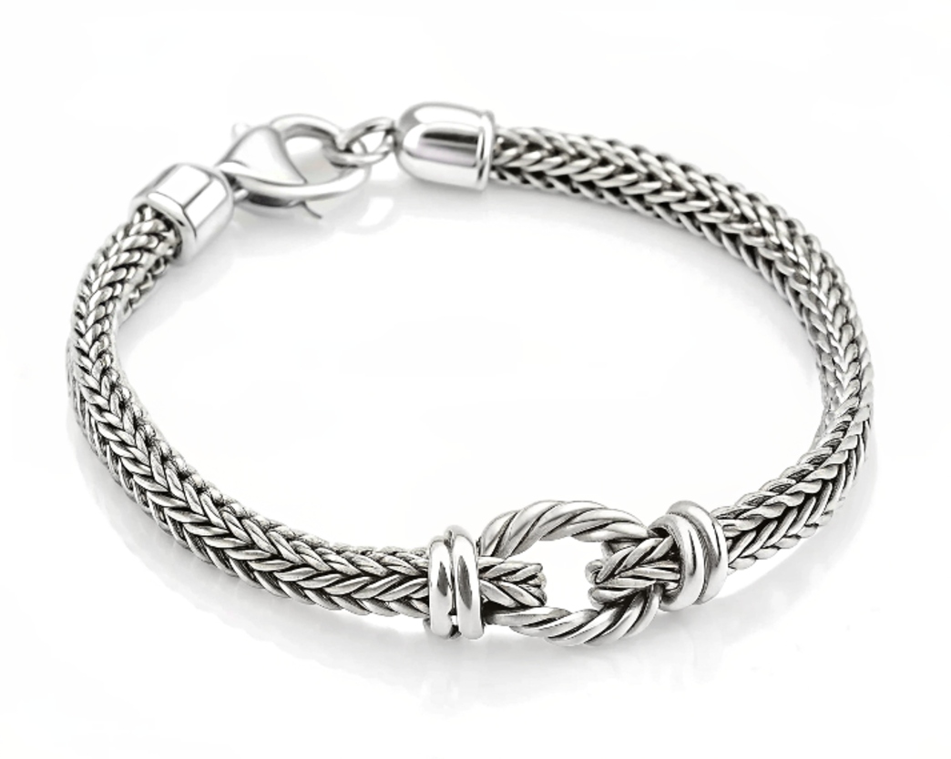 Sterling Silver Sailor Knot Double Woven Chain Bracelet