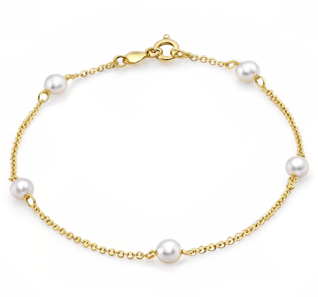 Pearl 14k Yellow Gold Chain Bracelet